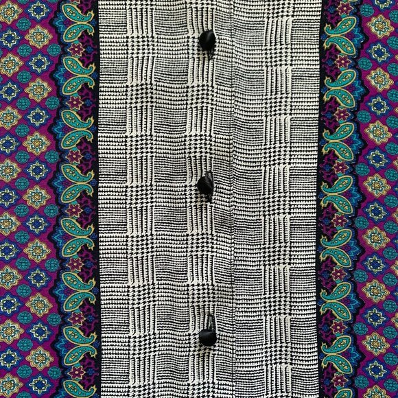 Vintage Nine to Five Herringbone Paisley Button Up Blouse Top Office Grandma - Picture 5 of 14